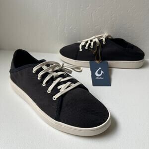 Olukai Pehuea-Li Shoes Women's 9.5 Black Lace-Up Drop Heel Breathable Mesh NEW